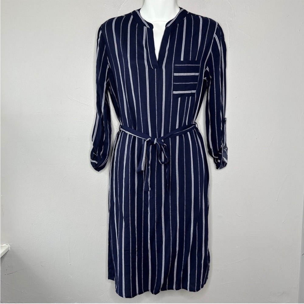 ATMOSPHERE Blue White Striped Dress - Picture 1 of 10